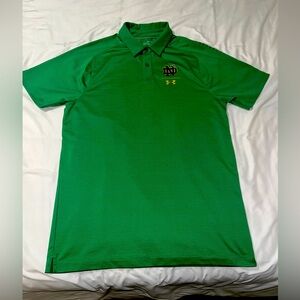 Notre Dame Fighting Irish Mens Under Armour Green Heat Gear Polo Shirt Size S